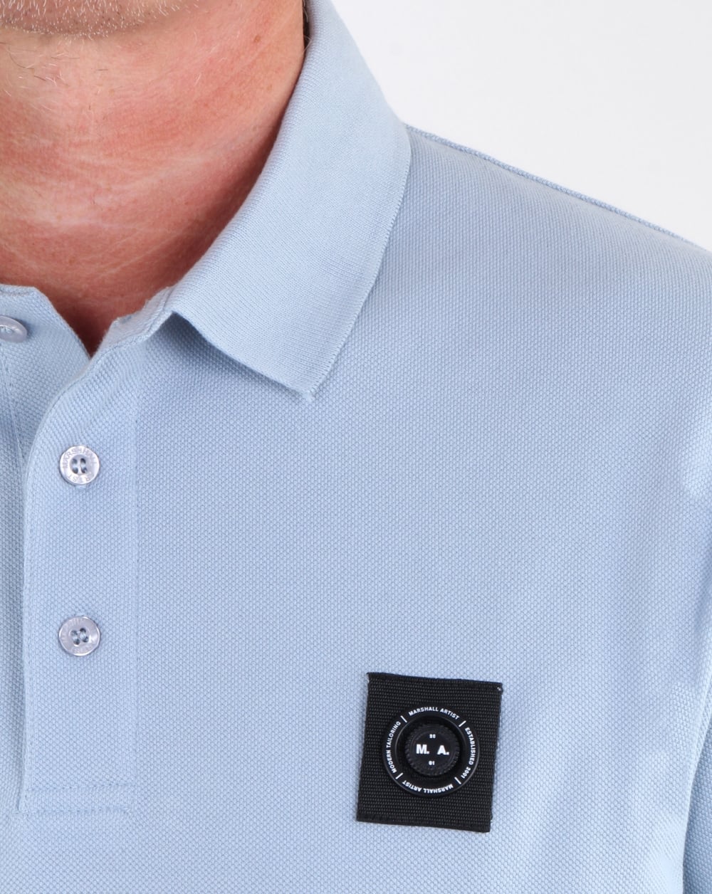 Marshall Artist Siren Langarm-Poloshirt Himmelblau