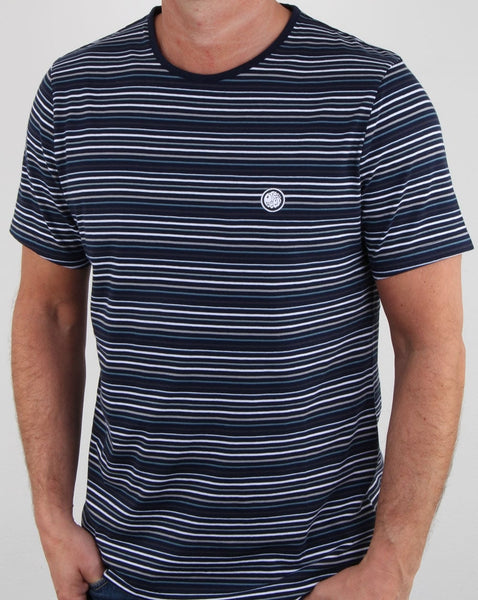 Pretty Green Argenta Striped T Shirt Navy