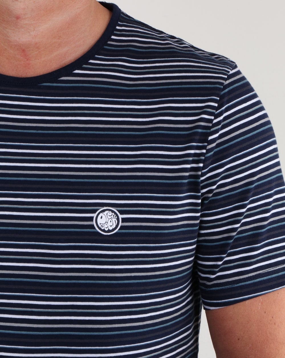 Pretty Green – Argenta – Gestreiftes T-Shirt in Marineblau