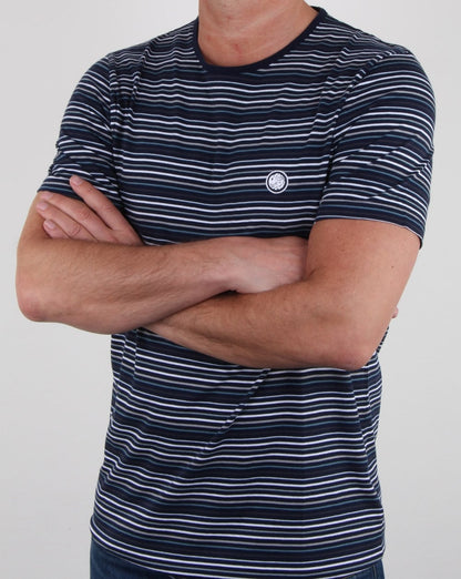 Pretty Green – Argenta – Gestreiftes T-Shirt in Marineblau