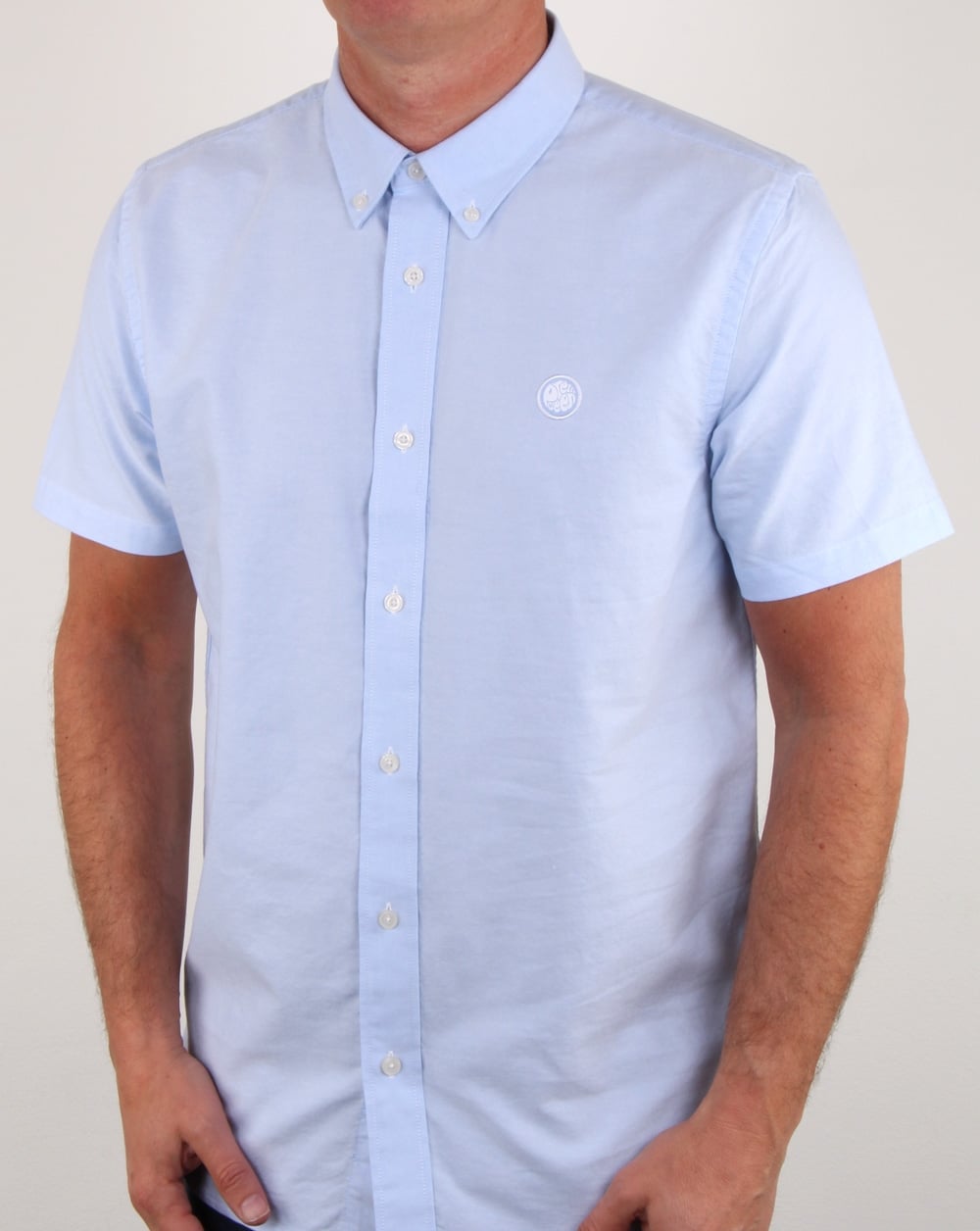 Pretty Green Stirling Oxford Kurzarmhemd Blau