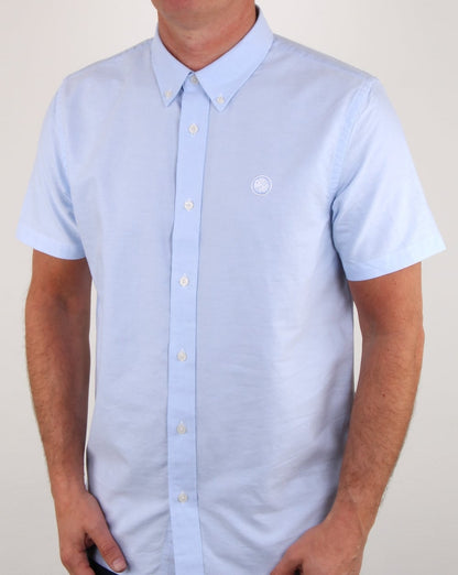 Pretty Green Stirling Oxford Kurzarmhemd Blau