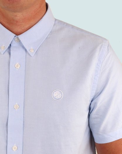 Pretty Green Stirling Oxford Kurzarmhemd Blau