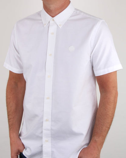 Pretty Green Stirling Oxford Kurzarmhemd Weiß