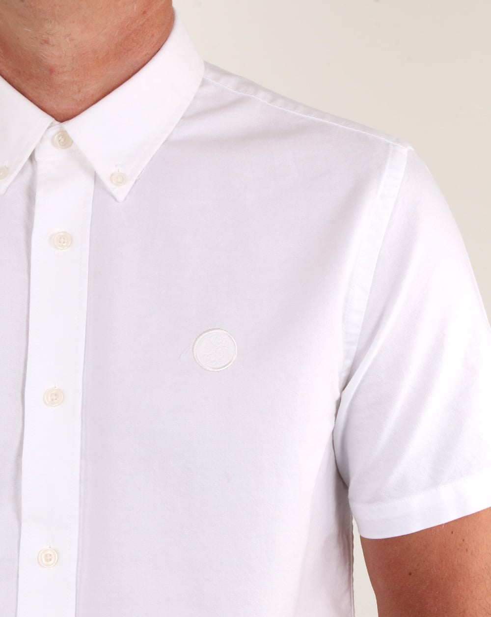 Pretty Green Stirling Oxford Kurzarmhemd Weiß