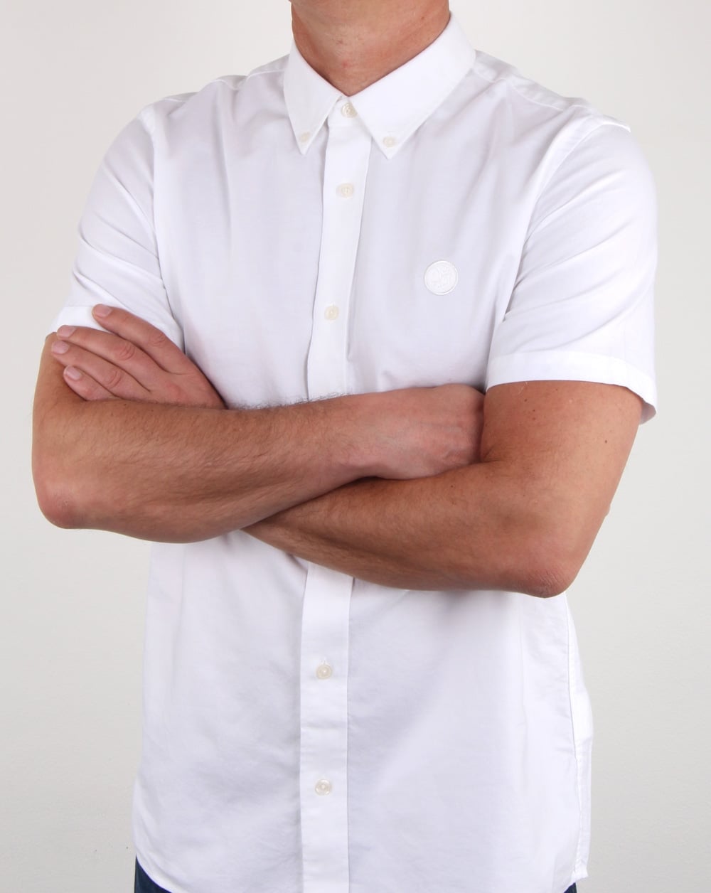 Pretty Green Stirling Oxford Kurzarmhemd Weiß