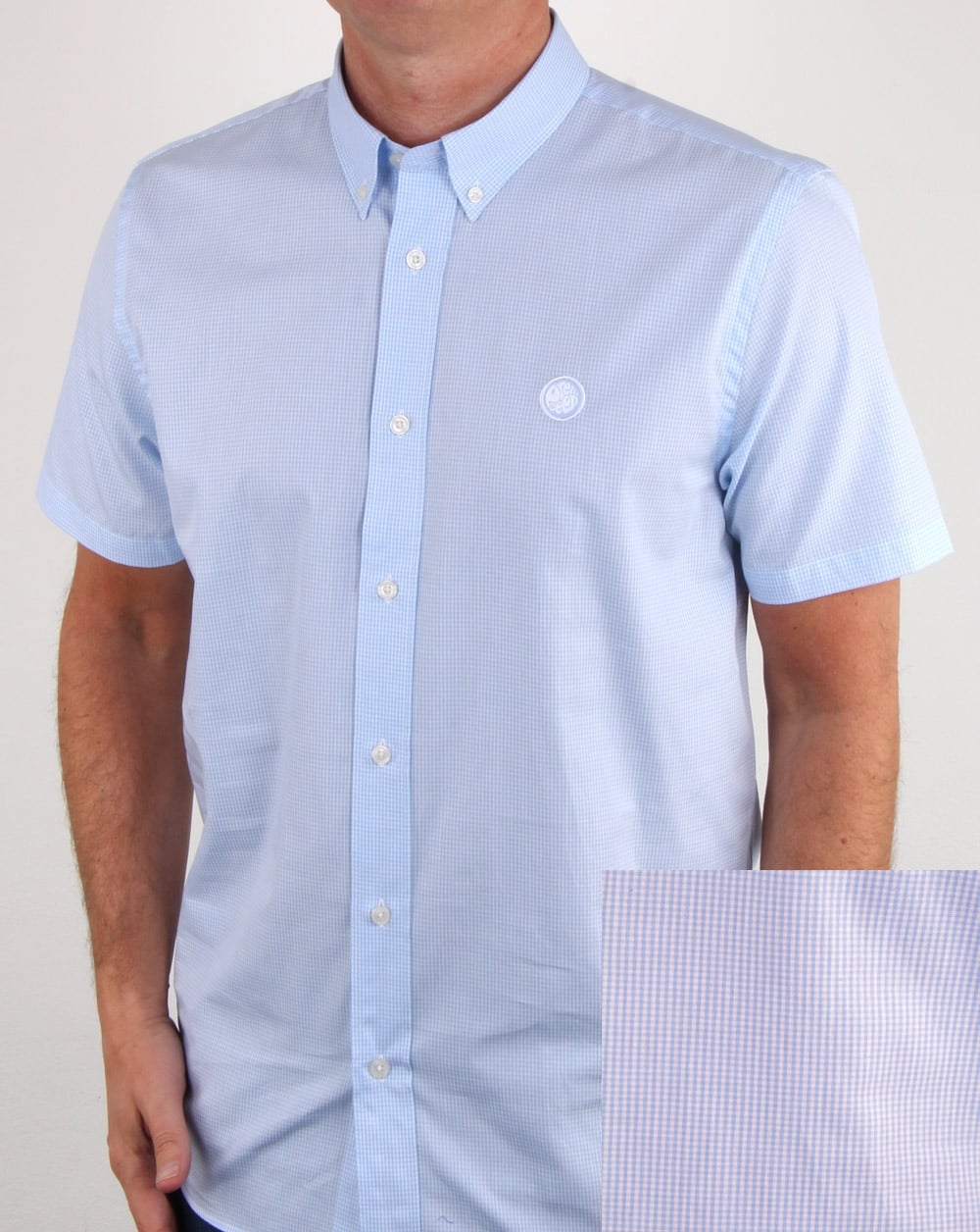 Pretty Green – Hendry – Kurzärmliges Hemd mit Vichy-Karomuster, Blau