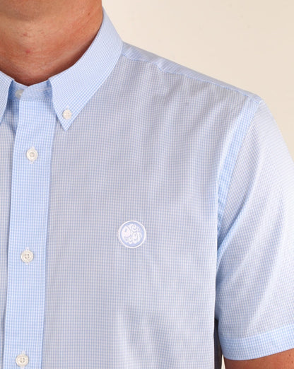 Pretty Green – Hendry – Kurzärmliges Hemd mit Vichy-Karomuster, Blau