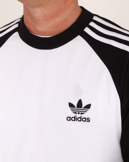 Adidas Originals Langarm-T-Shirt mit 3 Streifen, Weiß/Schwarz