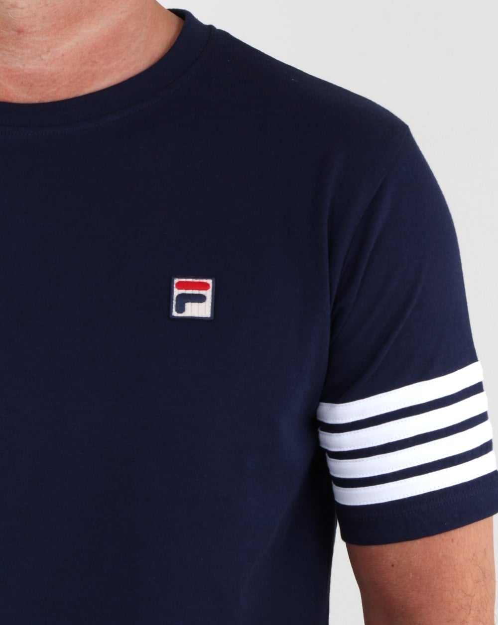 Fila Vintage 4-Streifen-T-Shirt Marineblau