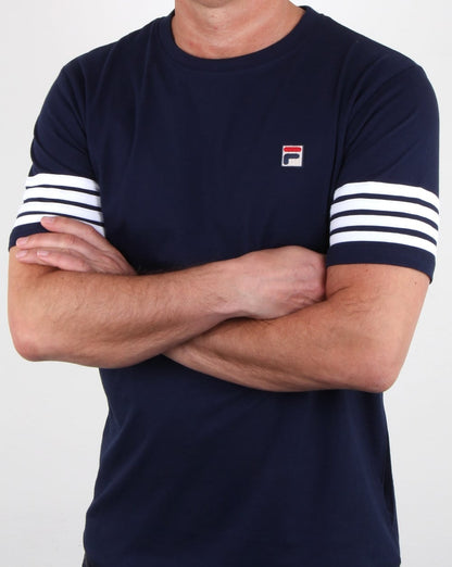 Fila Vintage 4-Streifen-T-Shirt Marineblau