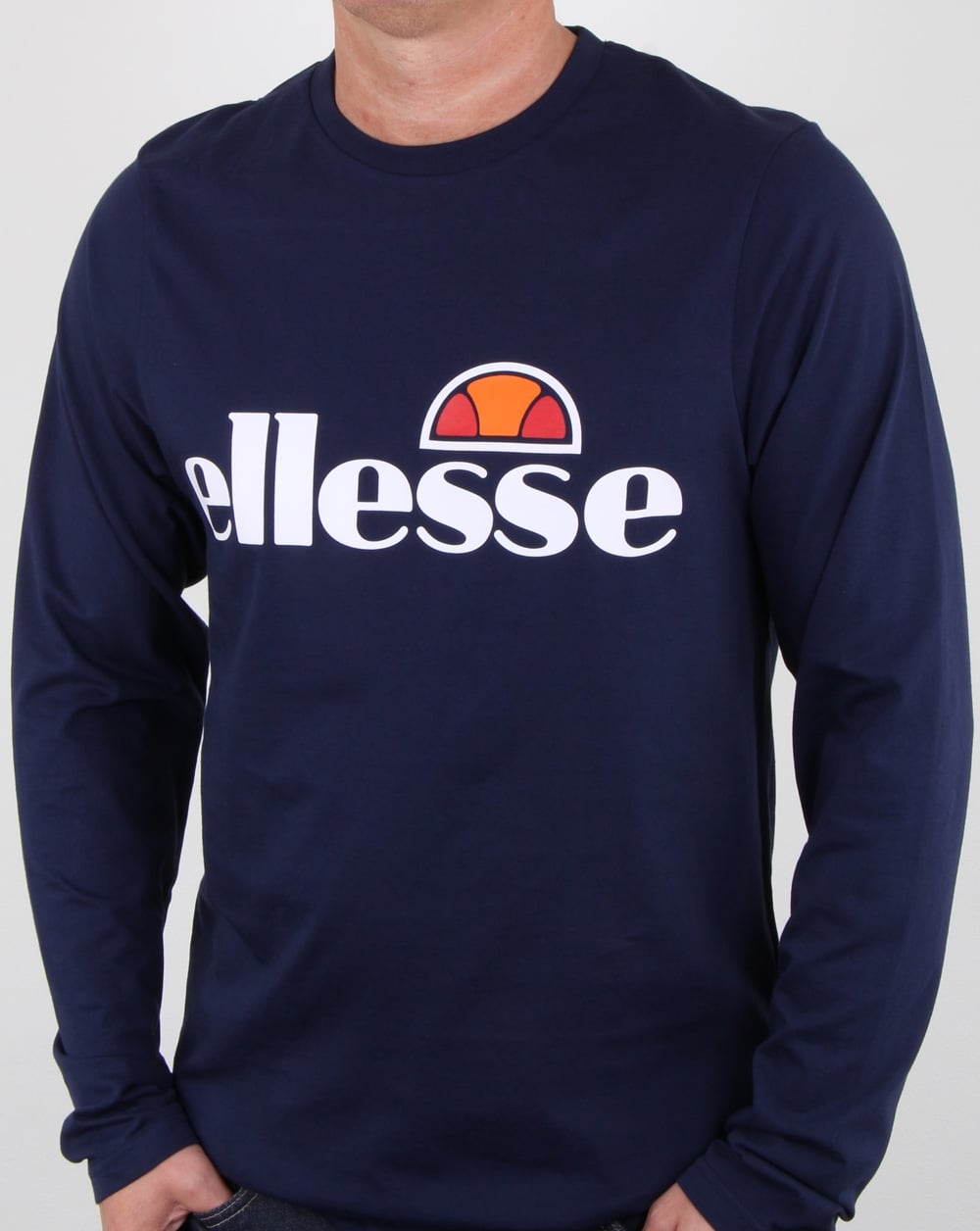Ellesse Logo Long Sleeve T Shirt Navy