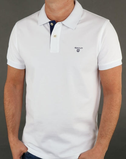 Gant Poloshirt mit Kontrastkragen Weiß