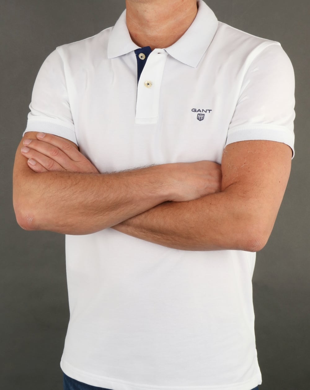 Gant Poloshirt mit Kontrastkragen Weiß