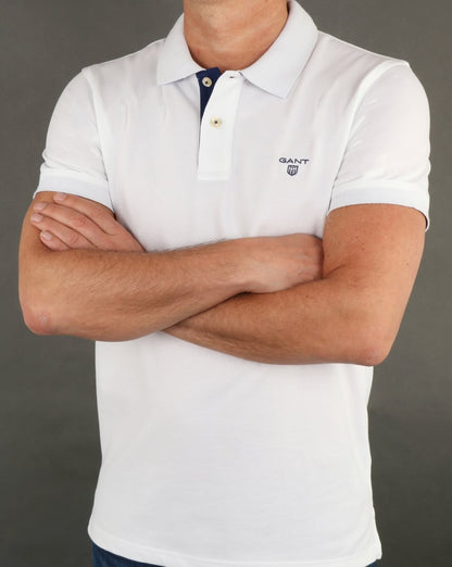 Gant Poloshirt mit Kontrastkragen Weiß