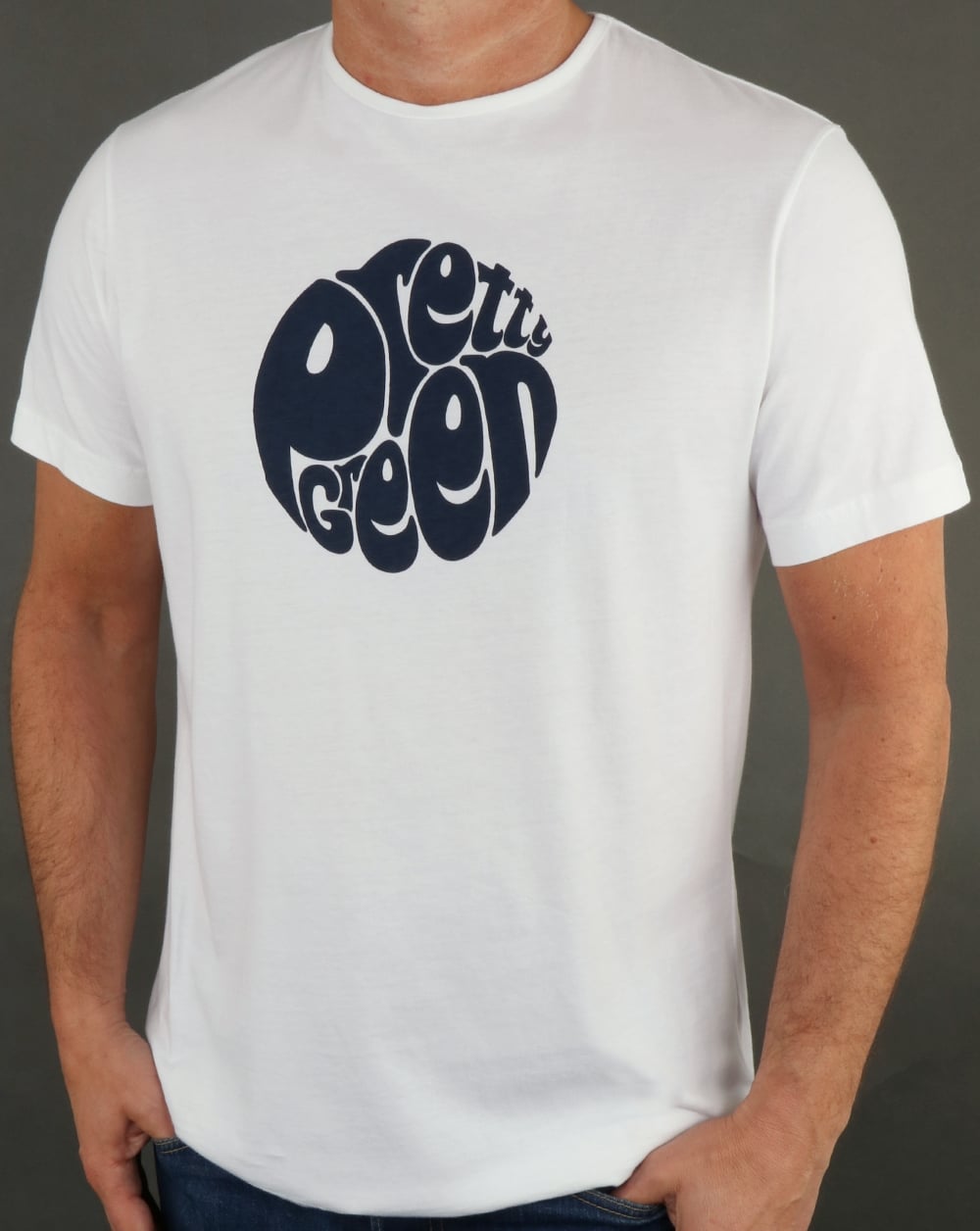 Pretty Green Gillespie Logo T-Shirt Weiß/Marineblau