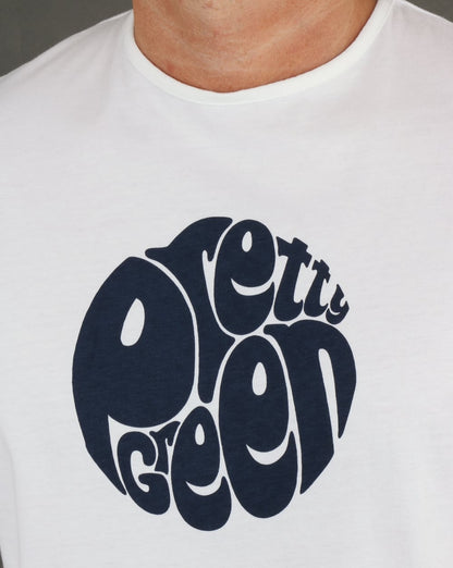 Pretty Green Gillespie Logo T-Shirt Weiß/Marineblau