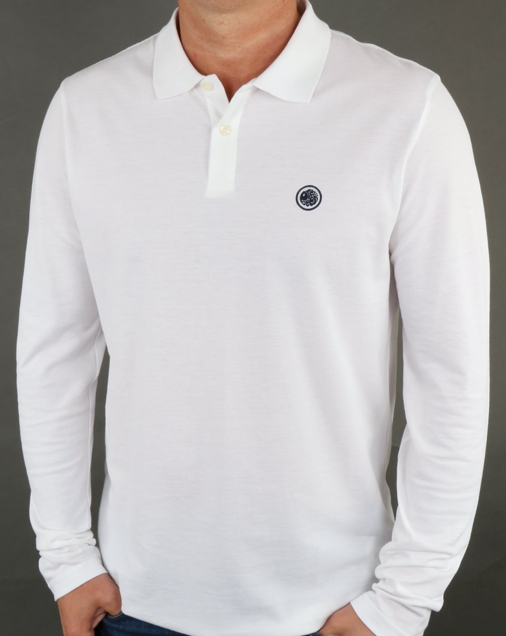 Pretty Green Hartford Langarm-Poloshirt Weiß
