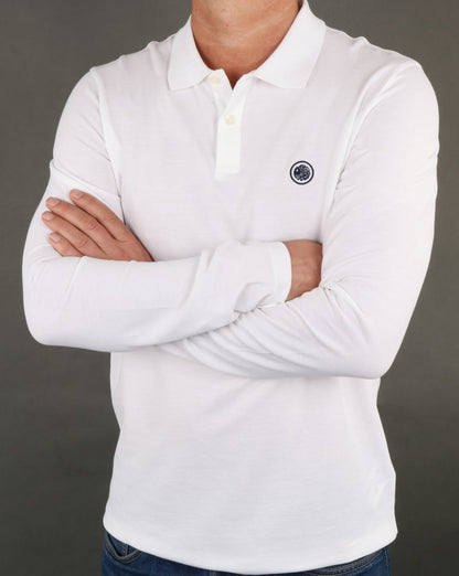 Pretty Green Hartford Langarm-Poloshirt Weiß