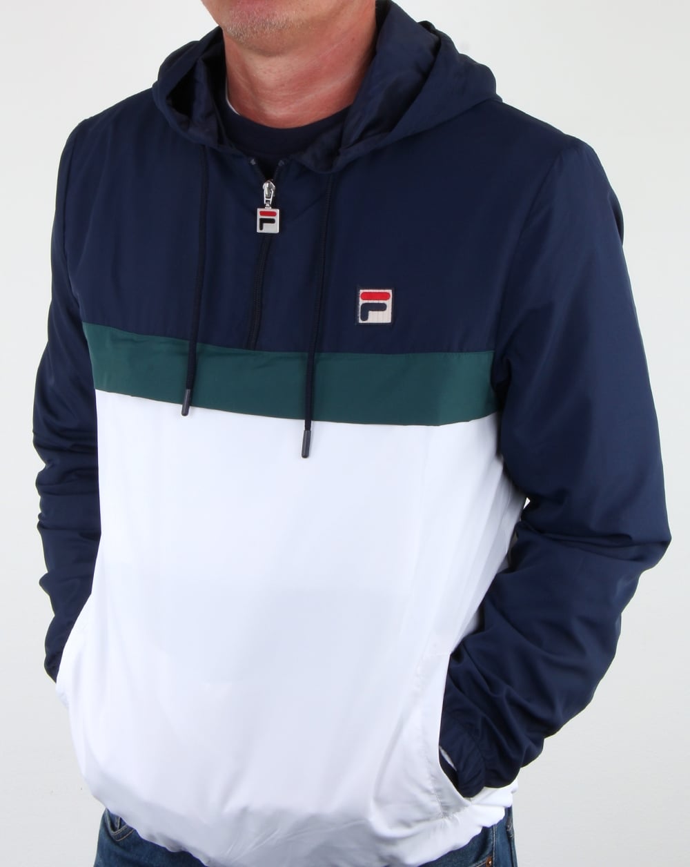 Fila Vintage Cipolla Überziehjacke Weiß/Marineblau/Grün