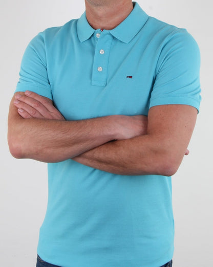 Tommy Hilfiger – Poloshirt aus Baumwoll-Piqué, Aquablau