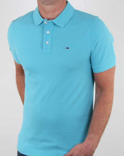 Tommy Hilfiger – Poloshirt aus Baumwoll-Piqué, Aquablau