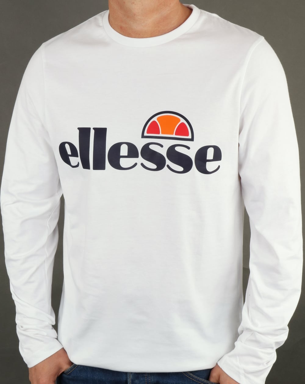 Ellesse Logo Long Sleeve T Shirt White