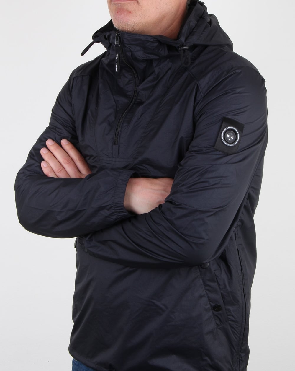 Marshall Artist Micro Ripstop-Jacke mit halbem Reißverschluss, Marineblau
