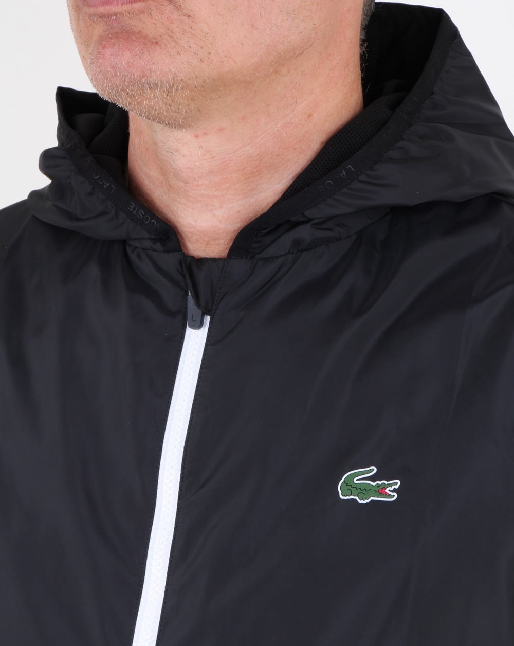 Lacoste Kapuzenjacke Schwarz/Weiß