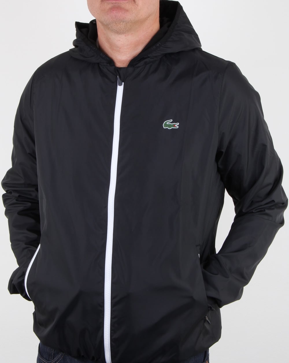 Lacoste Kapuzenjacke Schwarz/Weiß