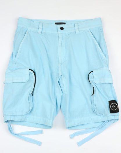 Marshall Artist – Kleidungsstückgefärbte Combat-Cargo-Shorts in Himmelblau