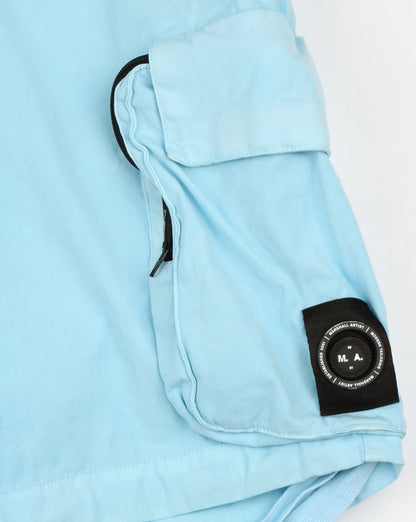 Marshall Artist – Kleidungsstückgefärbte Combat-Cargo-Shorts in Himmelblau