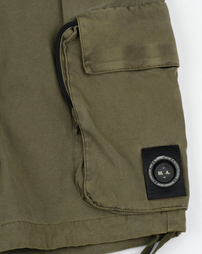 Marshall Artist – Kleidungsstückgefärbte Cargo-Shorts im Kampfstil in Khaki