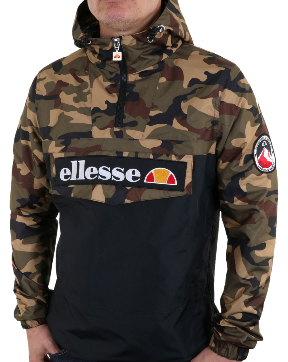 Ellesse – Jacke zum Überziehen mit Viertelreißverschluss in Camouflage