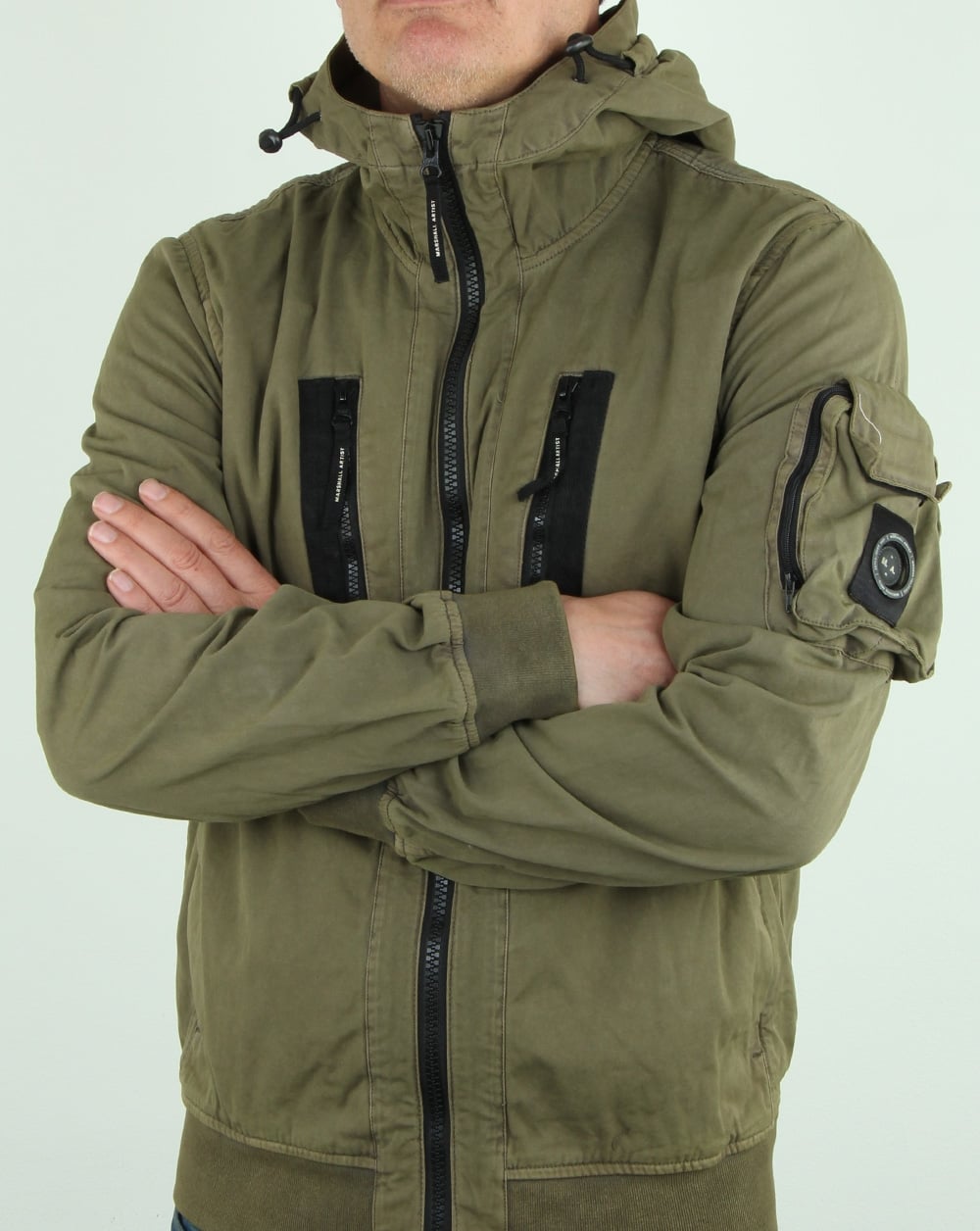 Marshall Artist – Garment Dyed Bomberjacke in Khaki