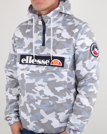 Ellesse – Mont – Canvasjacke in Grau mit Camouflage-Muster