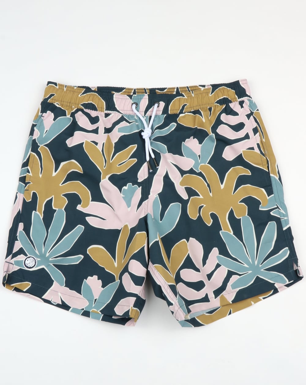 Pretty Green Badeshorts mit Blatt-Print, Marineblau