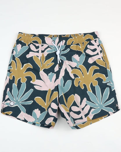 Pretty Green Badeshorts mit Blatt-Print, Marineblau
