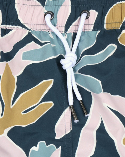 Pretty Green Badeshorts mit Blatt-Print, Marineblau