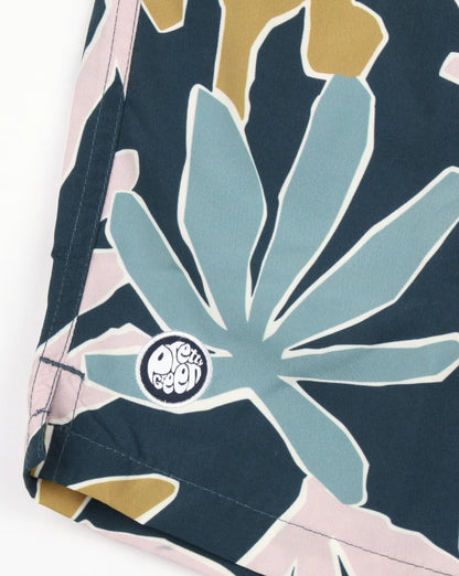 Pretty Green Badeshorts mit Blatt-Print, Marineblau