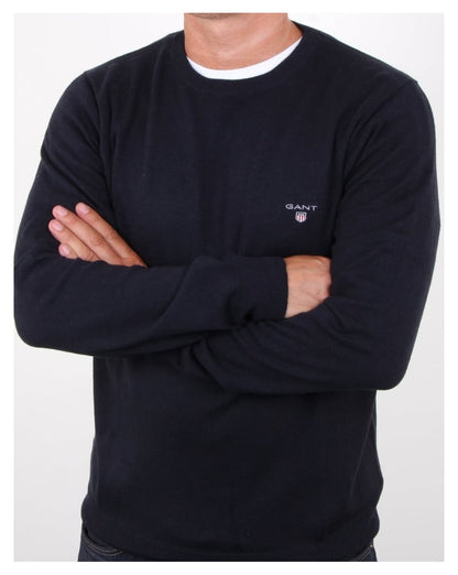 Gant Baumwoll-Woll-Rundpullover Marineblau