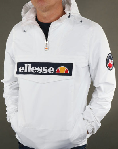 Ellesse – Weiße Jacke zum Überziehen mit Viertelreißverschluss