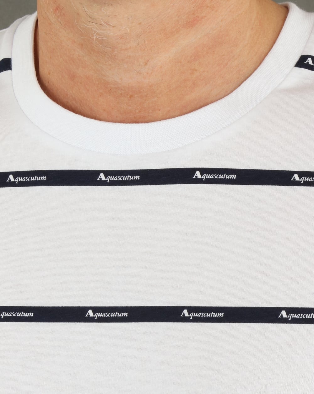 Aquascutum Whillan Aqua Stripe T-Shirt Weiß