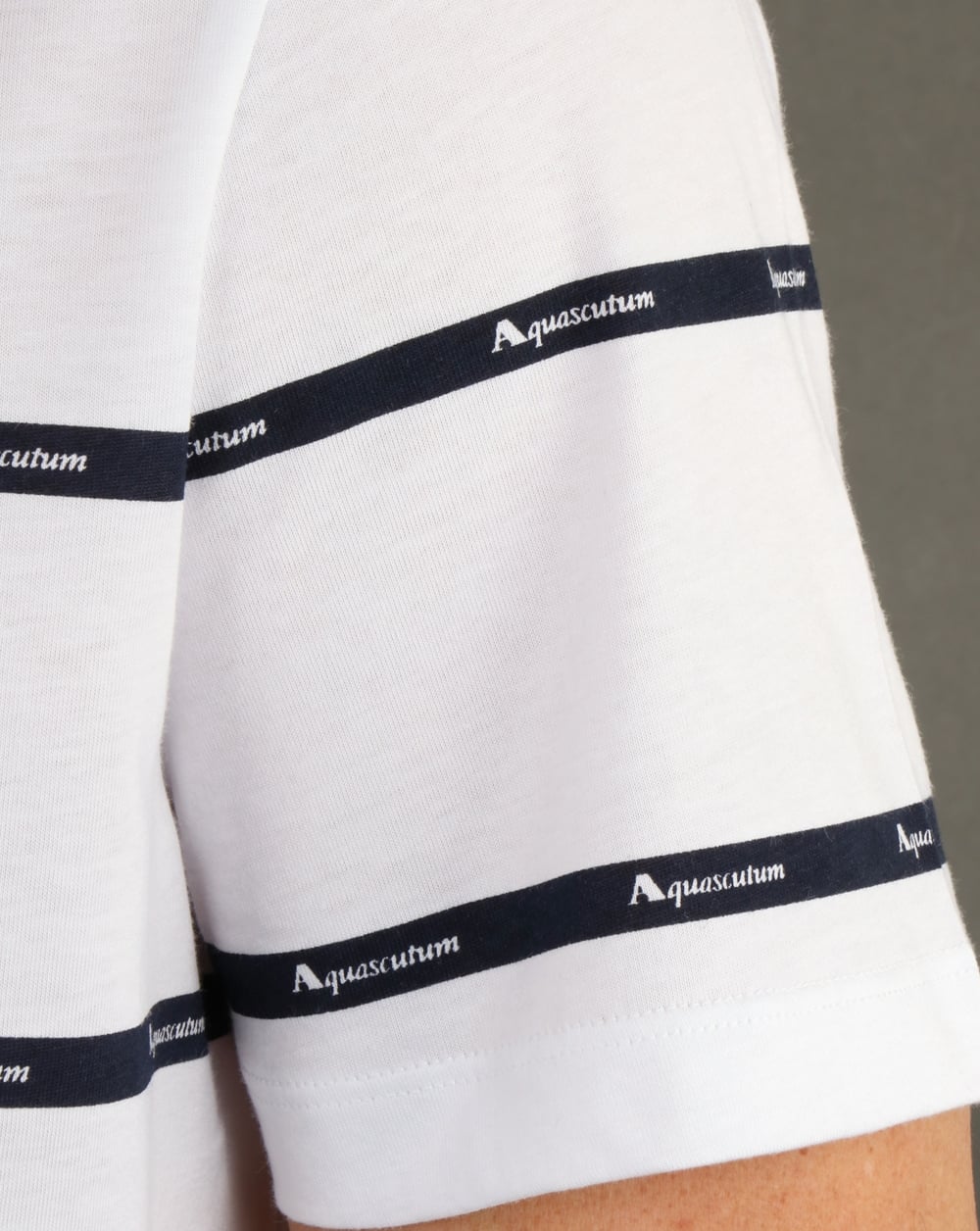 Aquascutum Whillan Aqua Stripe T-Shirt Weiß