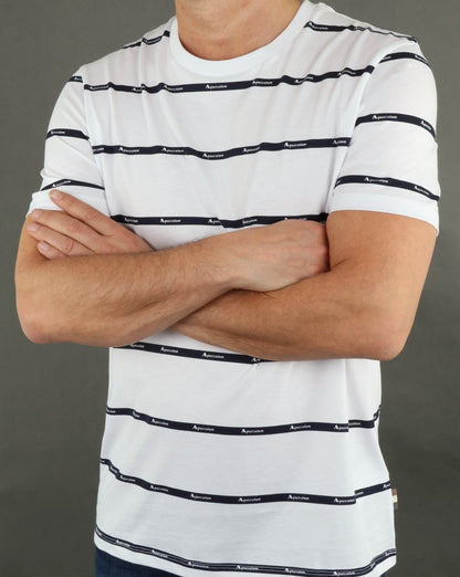 Aquascutum Whillan Aqua Stripe T-Shirt Weiß