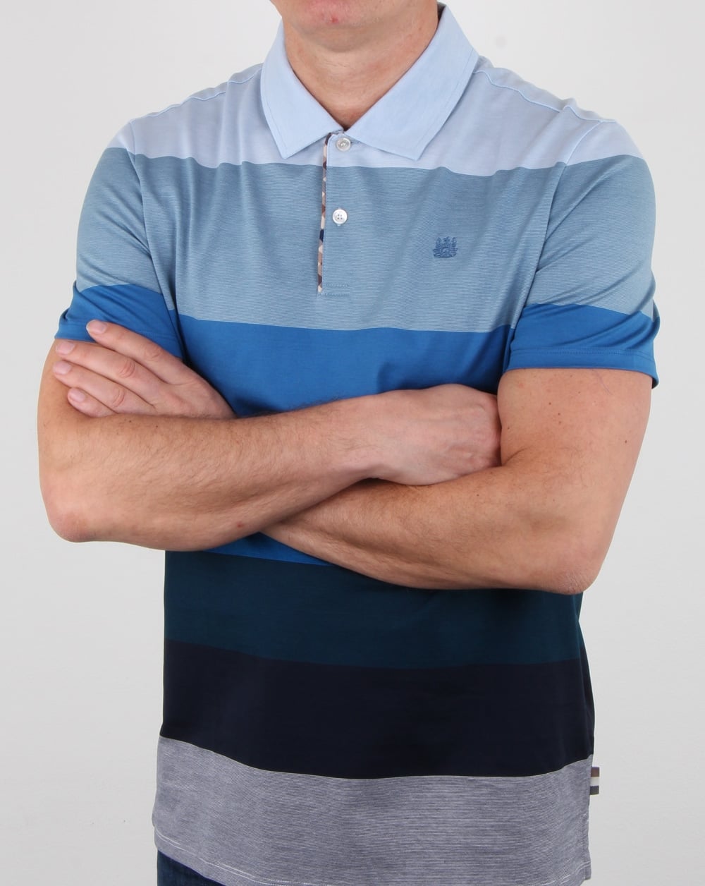 Aquascutum Romney Gradient Stripe Poloshirt Blau
