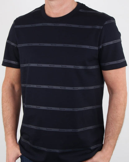 Aquascutum Whillan Aqua Stripe T-Shirt Marineblau