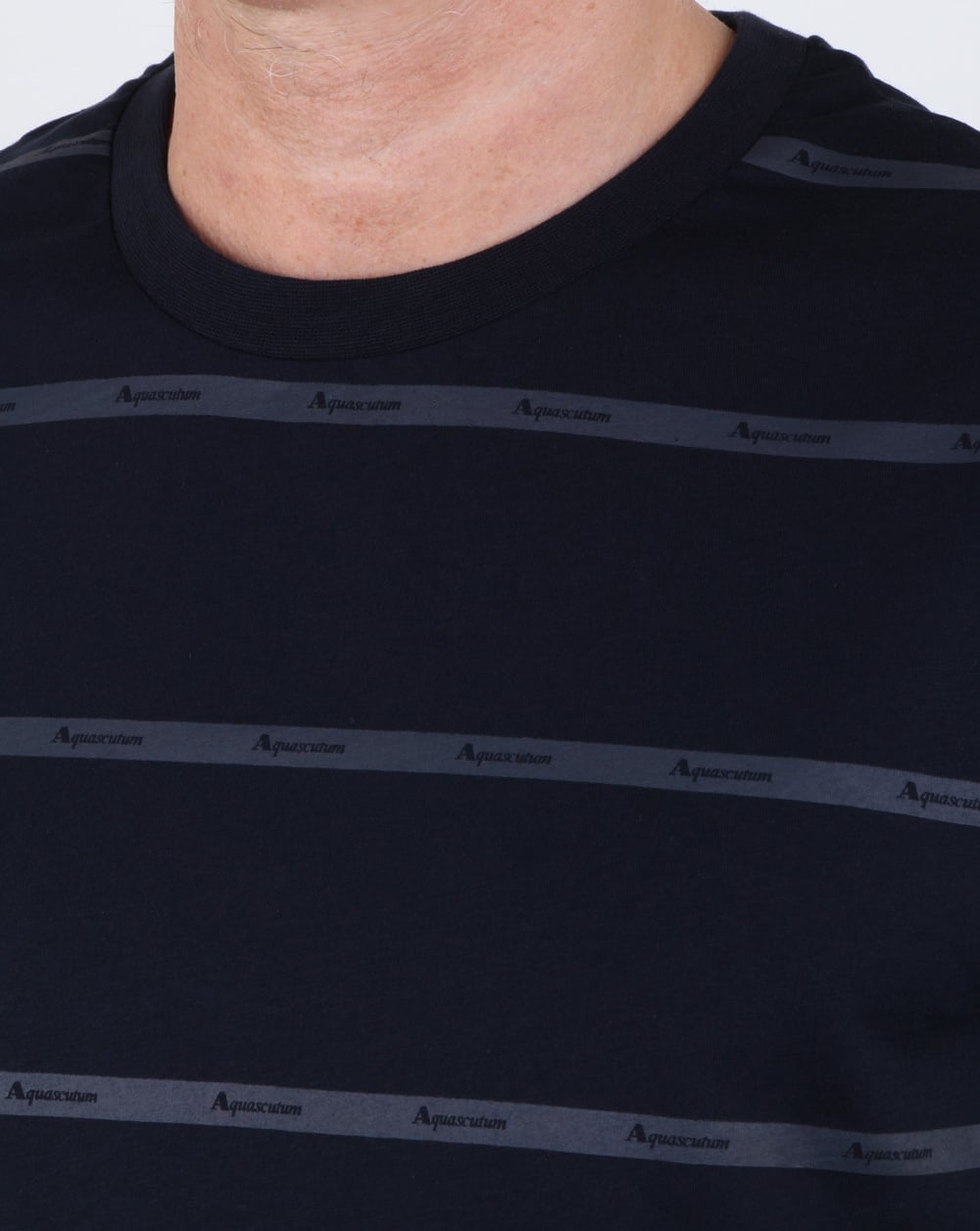 Aquascutum Whillan Aqua Stripe T-Shirt Marineblau