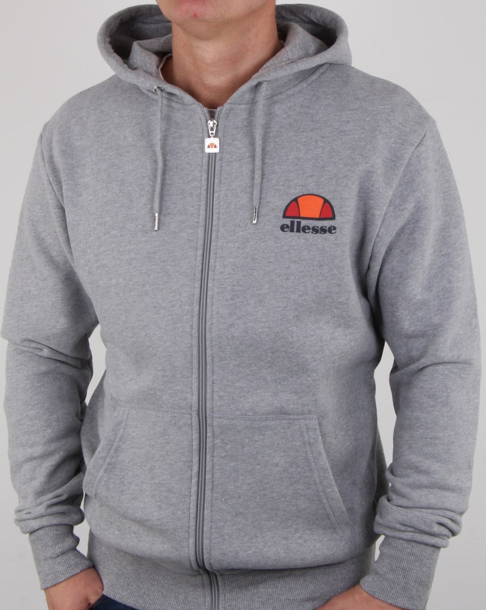 Ellesse – Kapuzenjacke mit durchgehendem Reißverschluss, athletisch, grau