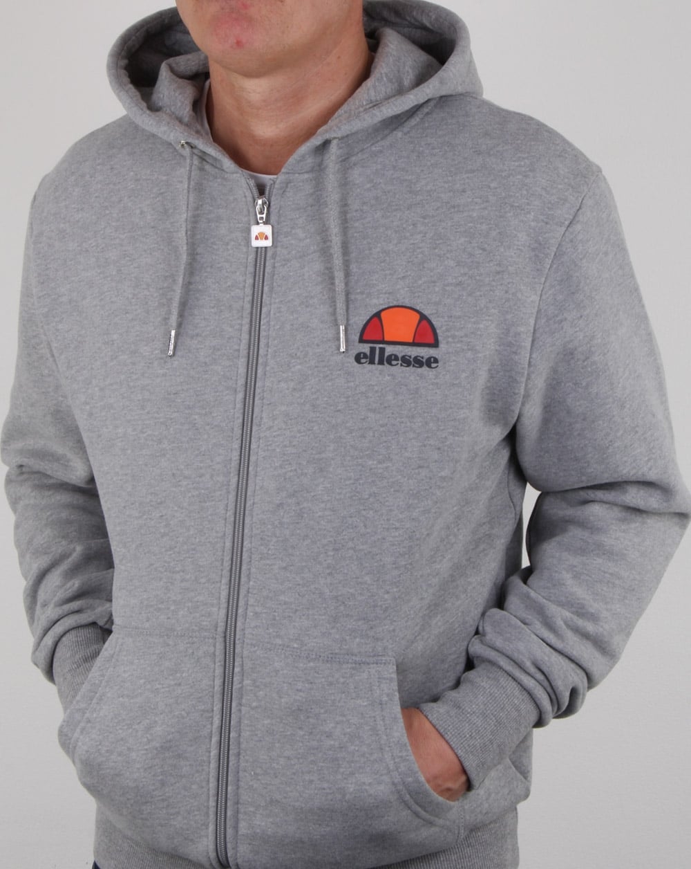 Ellesse – Kapuzenjacke mit durchgehendem Reißverschluss, athletisch, grau